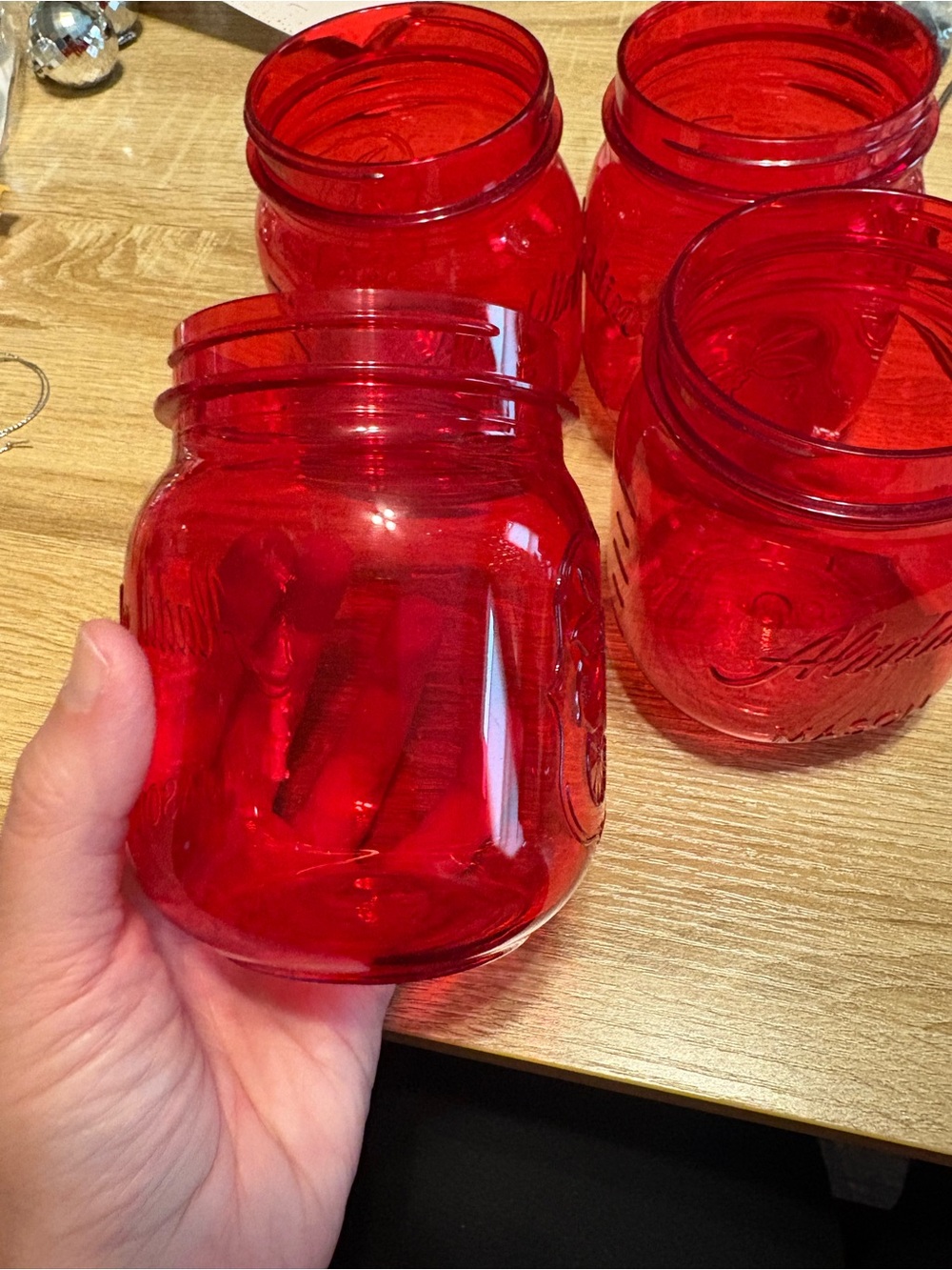 Red Mason Jars - Set of 4 - Picture 7 of 9